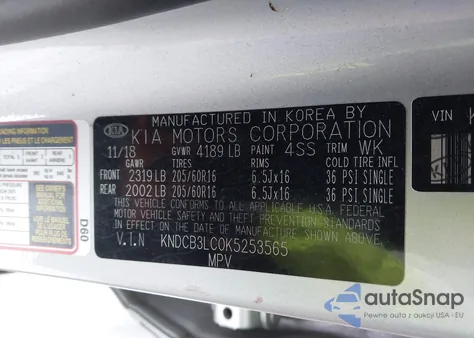 2019 Kia Niro Lx из США, поврежденный, VIN KNDCB3LC0K5253565